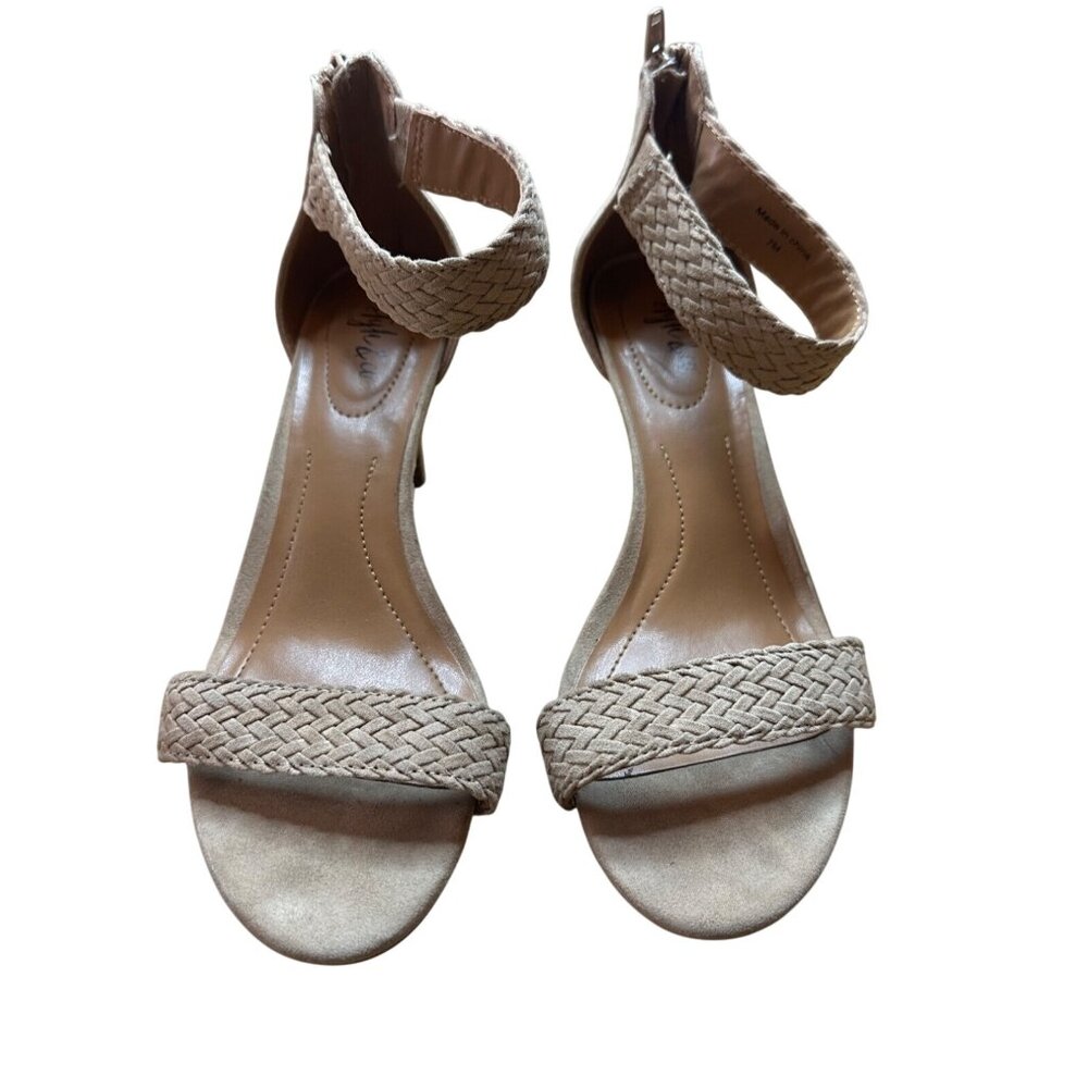 Style & Co  Size 7 Taupe Braided Casual Ankle Strap Heeled Sandals